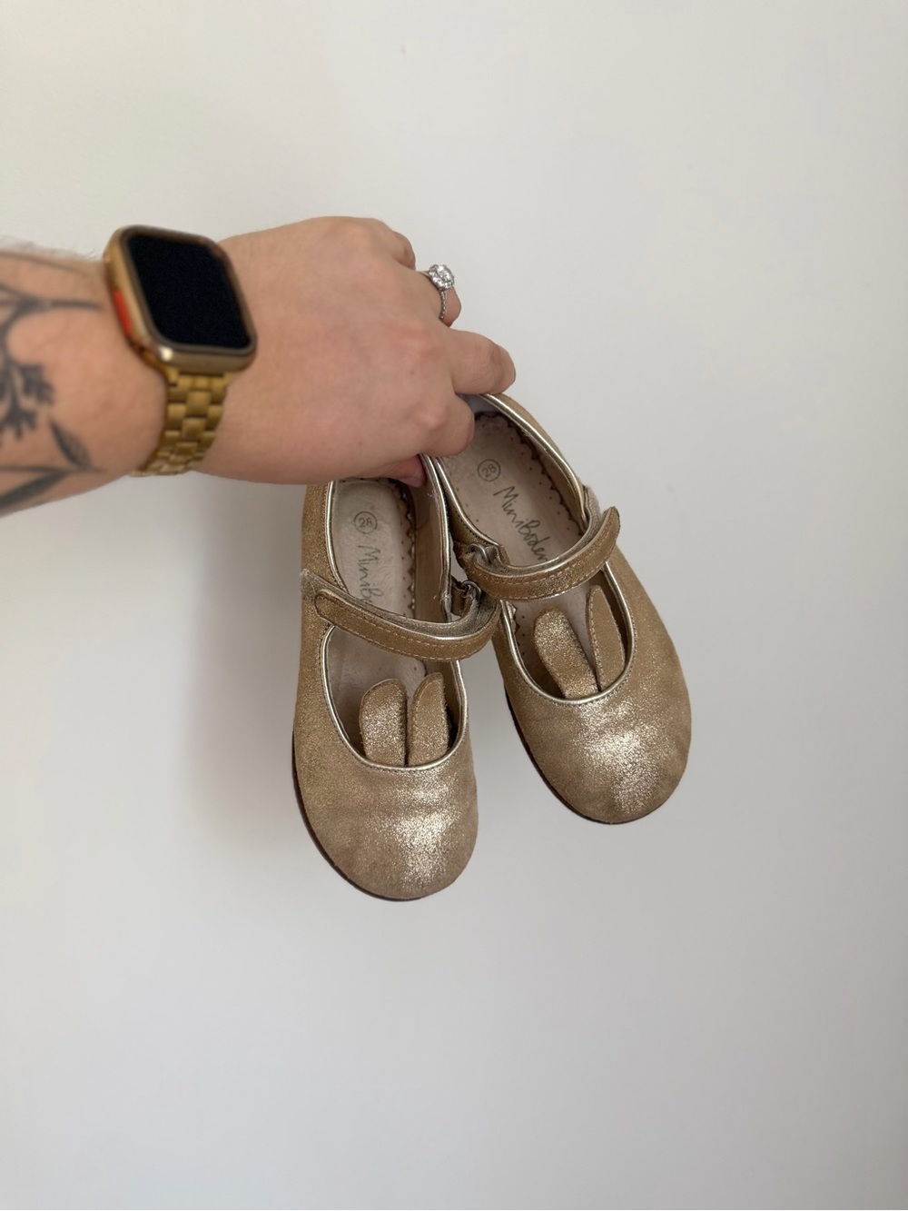 Mini Biden Metallic Gold Bunny Ballet Flats (Size EU26/US9-9.5)